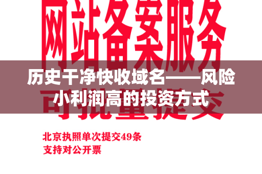 历史干净快收域名——风险小利润高的投资方式