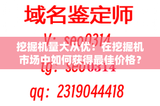 挖掘机量大从优：在挖掘机市场中如何获得最佳价格？