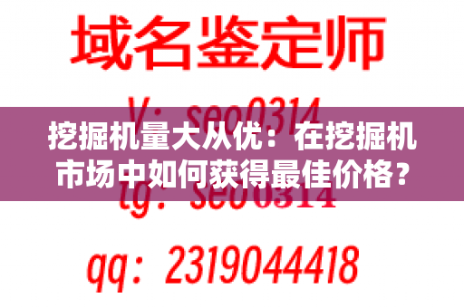 挖掘机量大从优：在挖掘机市场中如何获得最佳价格？