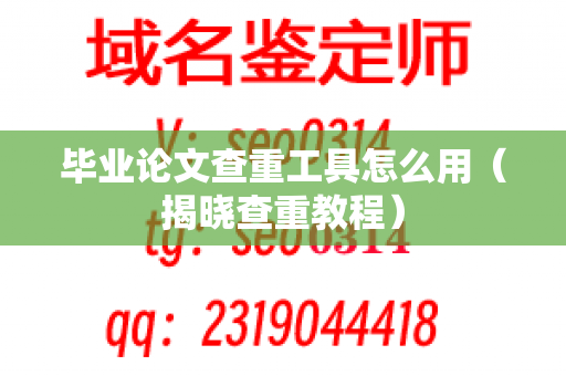 毕业论文查重工具怎么用（揭晓查重教程）