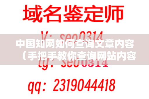 中国知网如何查询文章内容（手把手教你查询网站内容）