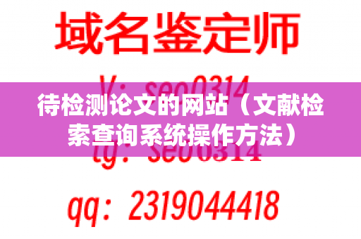 待检测论文的网站（文献检索查询系统操作方法）