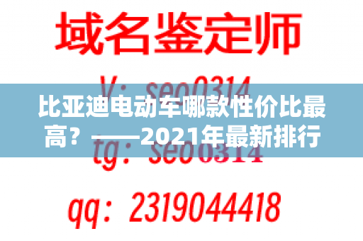 比亚迪电动车哪款性价比最高？——2021年最新排行榜