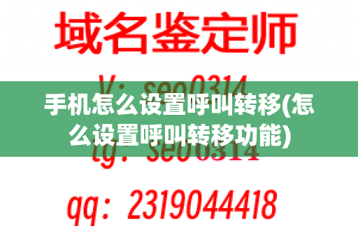 手机怎么设置呼叫转移(怎么设置呼叫转移功能)