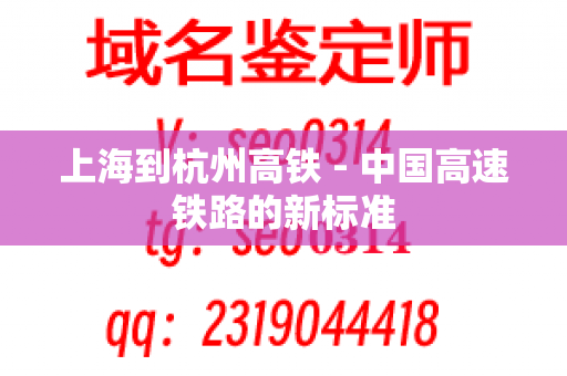 上海到杭州高铁 - 中国高速铁路的新标准