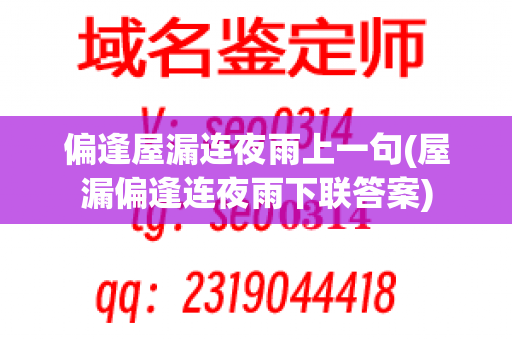 偏逢屋漏连夜雨上一句(屋漏偏逢连夜雨下联答案)