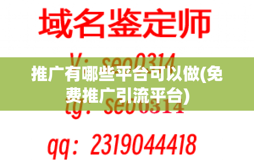 推广有哪些平台可以做(免费推广引流平台)