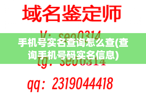 手机号实名查询怎么查(查询手机号码实名信息)