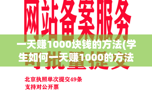 一天赚1000块钱的方法(学生如何一天赚1000的方法)