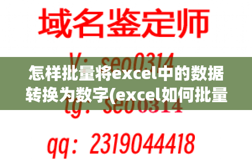 怎样批量将excel中的数据转换为数字(excel如何批量转化为数字)