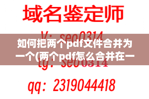 如何把两个pdf文件合并为一个(两个pdf怎么合并在一起)