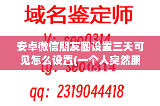 安卓微信朋友圈设置三天可见怎么设置(一个人突然朋友圈改成三天可见)