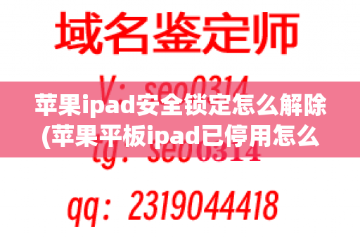 苹果ipad安全锁定怎么解除(苹果平板ipad已停用怎么解决)