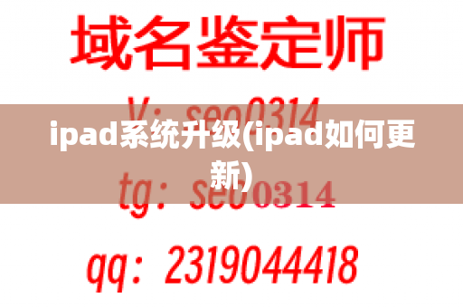 ipad系统升级(ipad如何更新)