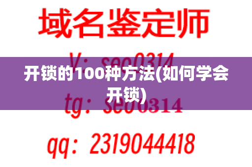 开锁的100种方法(如何学会开锁)